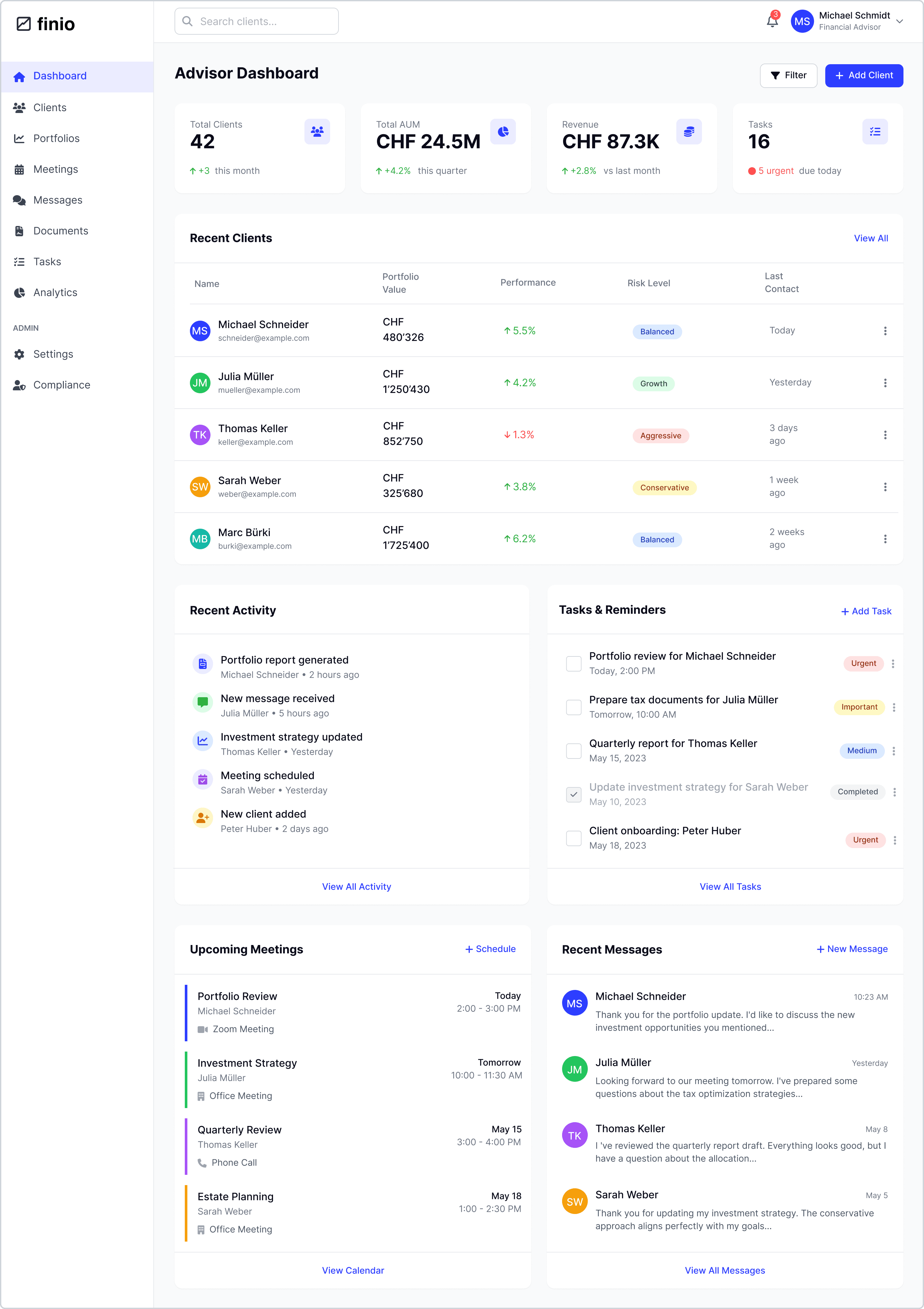 Advisor Dashboard